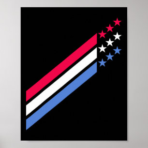 Poster Estrelas Vermelhas Brancas e Azuis Patrióticas Ame