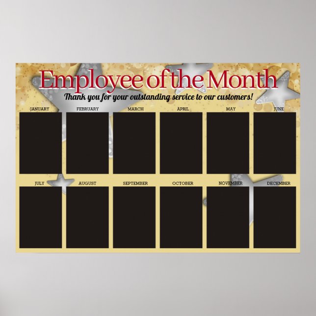 Poster estrelos funcionário da exibição de fotos do mês (Frente)
