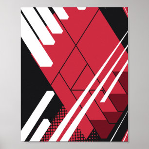 Poster Estrutura Geométrica Vermelha com Profundidade Som