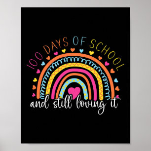 Poster Estudante Do Arco-Íris Feliz 100 Dias De Menina Da