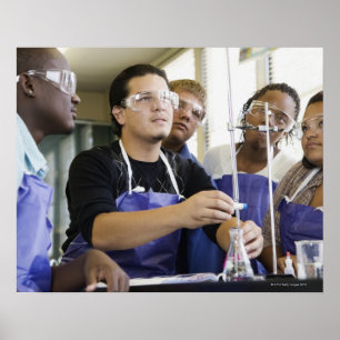 Poster Estudantes fazendo experimento em laboratório de q