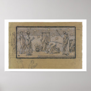 Pôster Estude para o Battledore e o Shuttlecock, c.1871