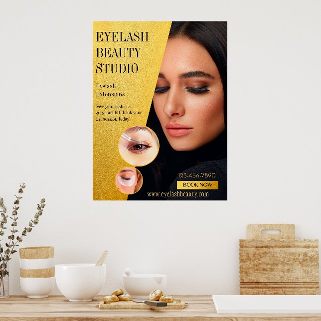 Poster Estúdio de Extensões de Cílios Personalizadas Médi (Cozinha)