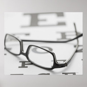 Pôster Estúdio disparado dos eyeglasses na carta de olho