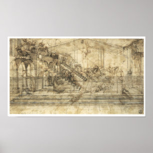 Pôster Estudo "adoração da perspectiva dos Magi", da