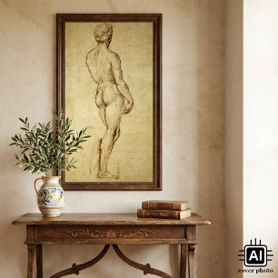 Pôster Estudo da estátua David de Michelangelo por Raphae