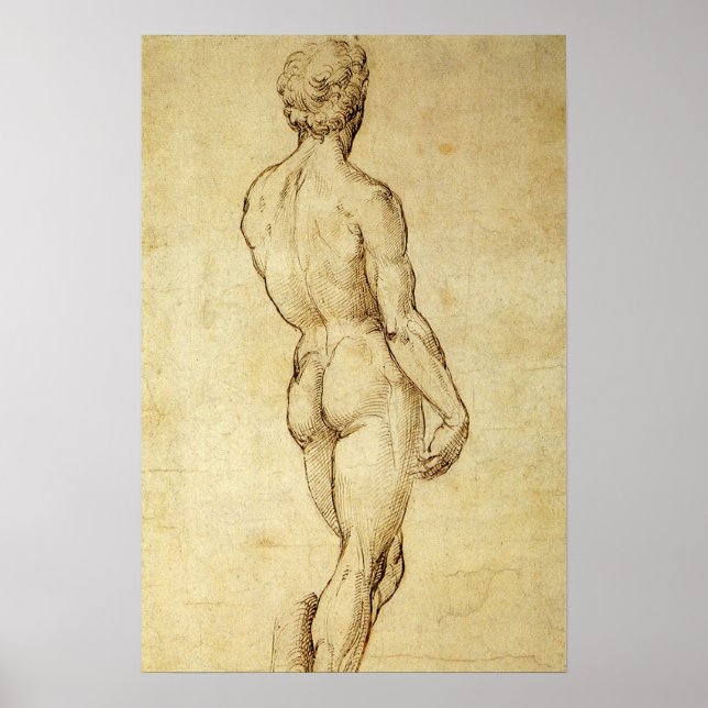 Pôster Estudo da estátua de Davi de Michelangelo por Rafa (Frente)