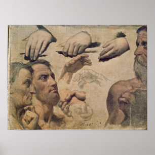 Poster Estudo de Cabeças e Mãos