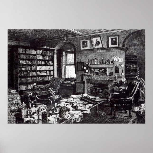 Poster Estudo de Charles Darwin em Down House, 1882 (Frente)