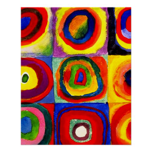Pôster Estudo de cor de Kandinsky Quadrados Círculos Arte