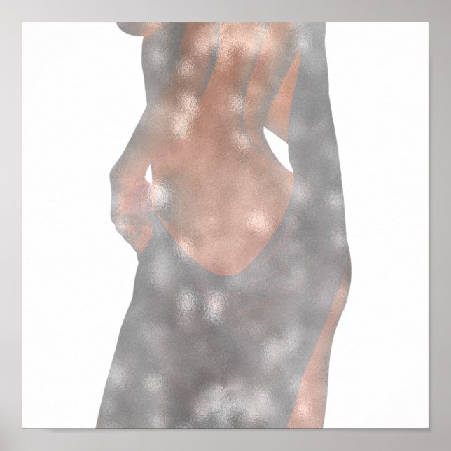 Poster Estudo de corpo feminino Cinza rosa rosa delicada  (Frente)