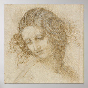 Poster Estudo de Leonardo da Vinci da Cabeça de Leda