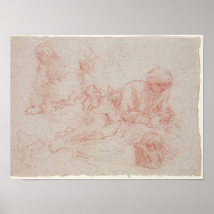 Pôster Estudo de um homem de reclinação