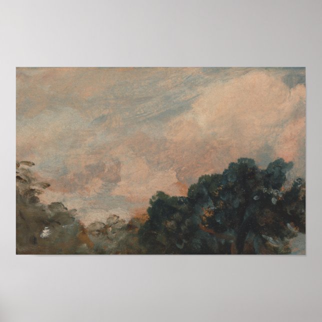 Poster Estudo em Nuvem com Árvores - John Constable (Frente)