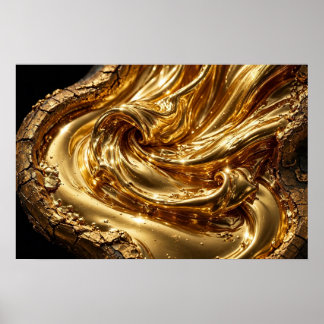 Poster Estudo em Ouro — Redemoinho de Ouro Fundido Abstra