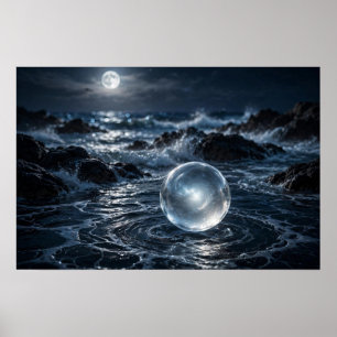 Poster Estudo na Arrebentação — Esfera de Vidro, Oceano a