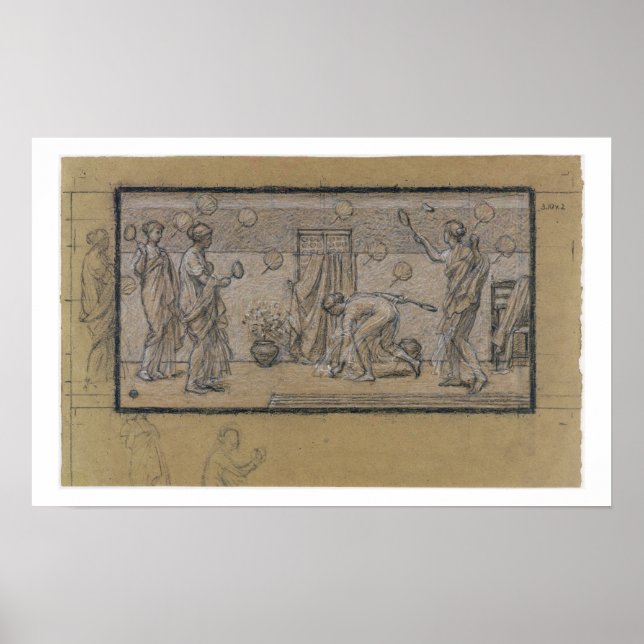 Pôster Estudo para Battledore e Shuttlecock, c.1871 (chal (Frente)