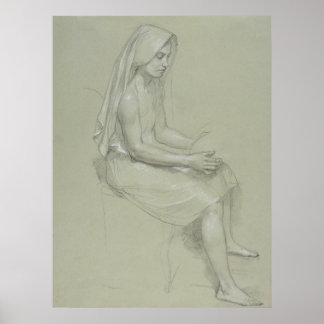 Poster Estudo para mulheres sentadas Figura de Bouguereau