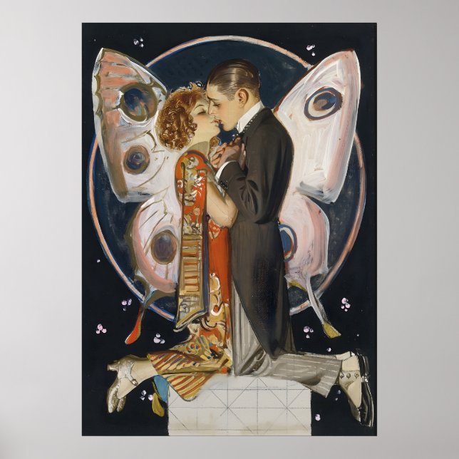Poster Estudo para o Casal de borboletas - Art Déco (Frente)