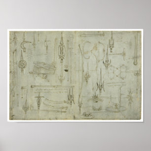 Pôster Estudos das armas, Leonardo da Vinci