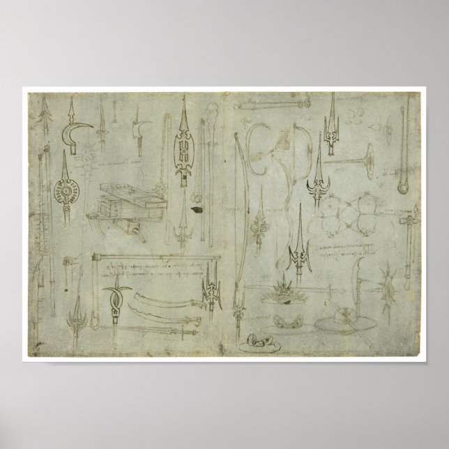 Pôster Estudos sobre armas, Leonardo da Vinci (Frente)