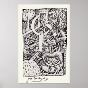 Poster Esvaziado, Desenho De Tinta