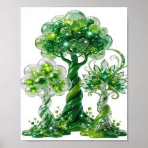 Poster Esverdeado espirituoso GREEN GEMS AND GLITTERY BUB
