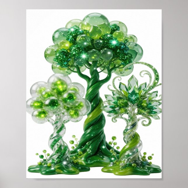 Poster Esverdeado espirituoso GREEN GEMS AND GLITTERY BUB (Frente)