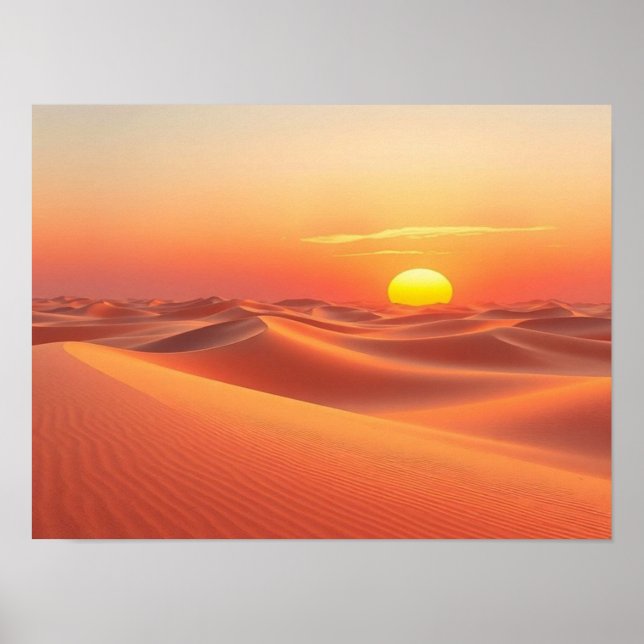 Poster Eterna Solidão Dourada: Pôr do Sol Radiante Sobre  (Frente)