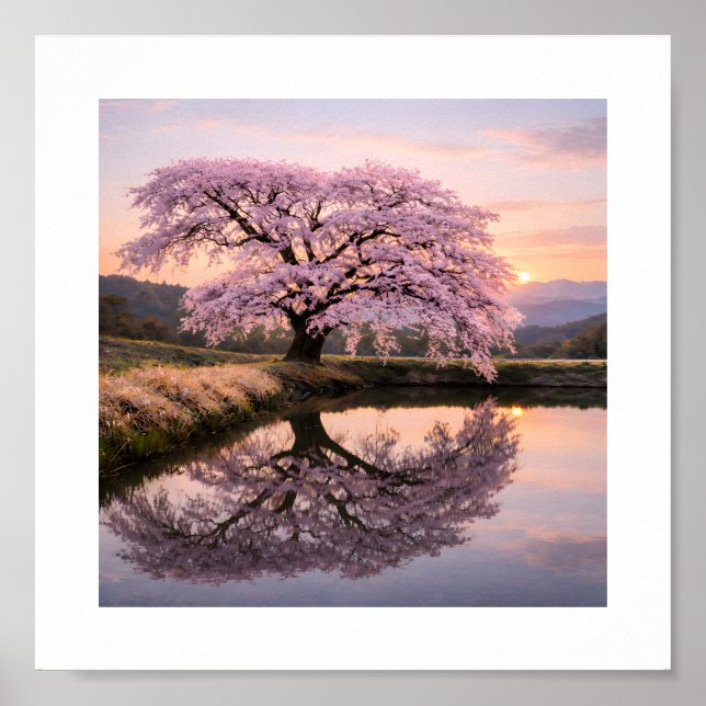 Poster Eternal Cherry Blossom Reflection –  Art Print (Frente)