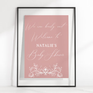Poster Eterno Vintage Chá de fraldas Rosa Floral