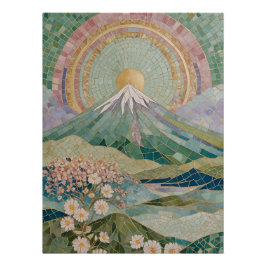 Pôster Ethereal Bloom: Pastel Mosaic Volcano in Spring