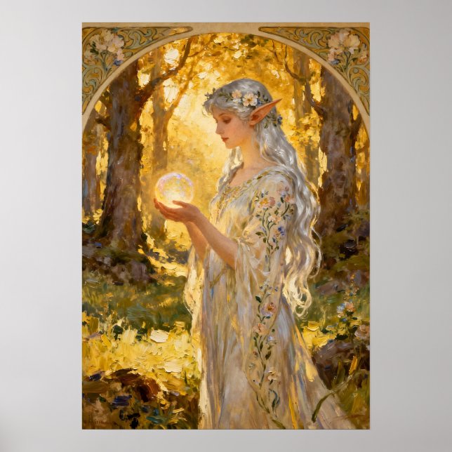Poster Ethereal Elf Maiden in Art Nouveau Style (Frente)