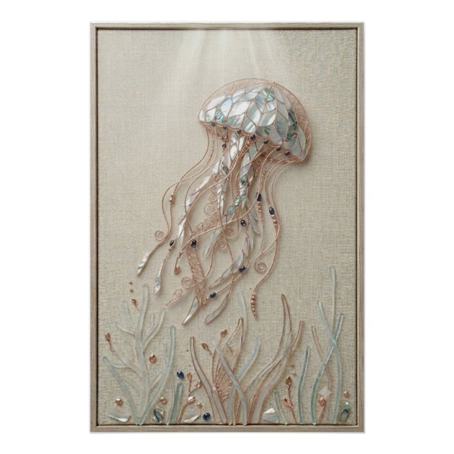 Pôster Ethereal Jellyfish Coastal Wall Art (Frente)