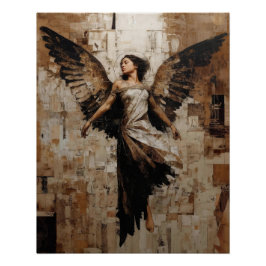 Pôster Ethereal Winged Angel Painting in Earth Tones