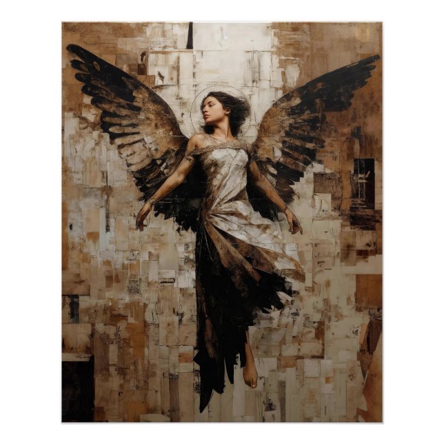 Pôster Ethereal Winged Angel Painting in Earth Tones (Frente)