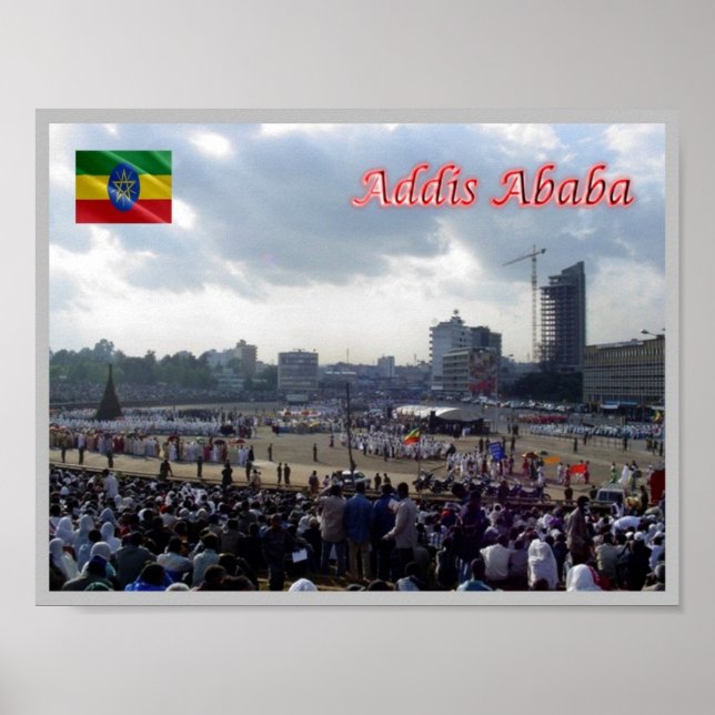 Poster Etiópia - Addis Abeba - Praça Meskal - (Frente)