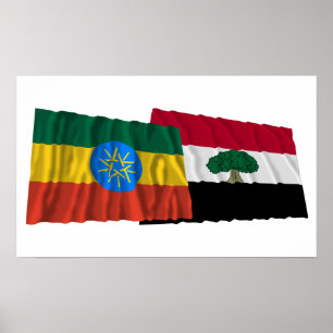Pôster Etiópia e bandeiras de ondulação de Oromia
