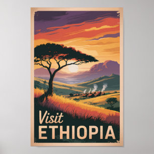 Poster Etiópia Sunset Viagem Art Vintage