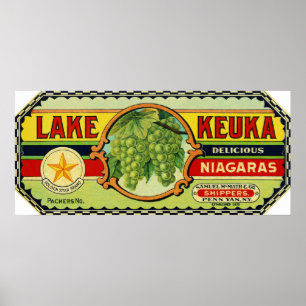 Poster Etiqueta 2 das uvas de Keuka Niagara do lago