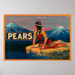 Poster Etiqueta conservada em estoque da caixa da pera