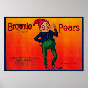 Poster Etiqueta da caixa da pera da brownie