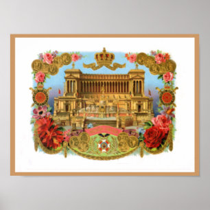 Pôster Etiqueta da caixa de charuto do vintage - Roma