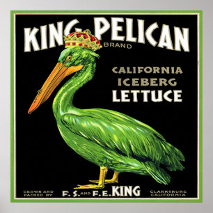 POSTER ETIQUETA DA CAIXA DO VINTAGE DA ALFACE DE ICEBERG