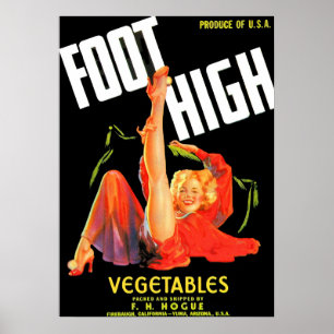 Poster Etiqueta da caixa vegetal Foot High Vegetais da d