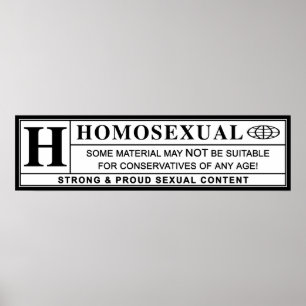 Poster Etiqueta de advertência homossexual