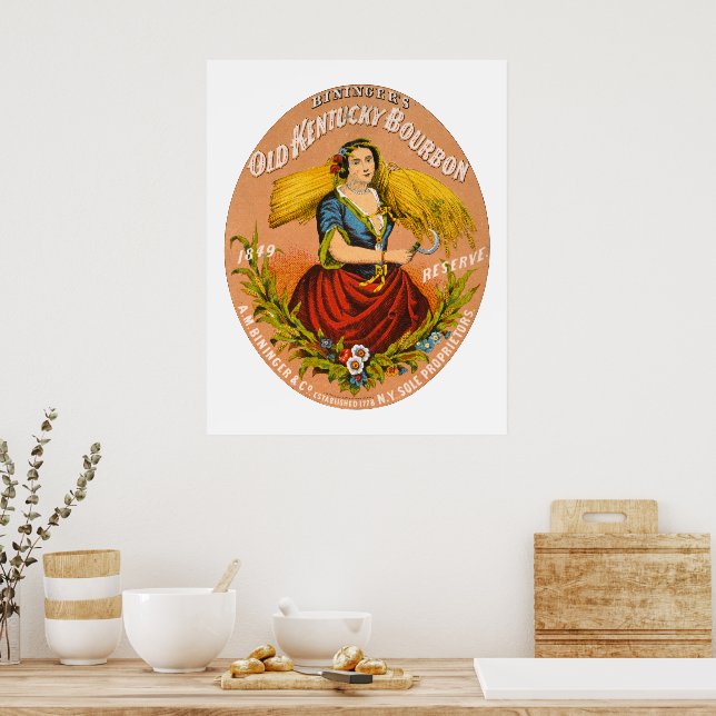 Poster Etiqueta de anúncio uísque, cerca de 1860. (Cozinha)