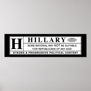 Poster Etiqueta de aviso Hillary Clinton