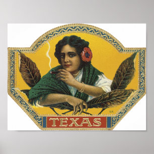Poster Etiqueta de Charuto do Texas
