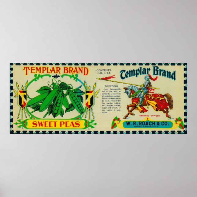 Poster Etiqueta de Ervilha TempláriaGrandes Rapids, MI (Frente)